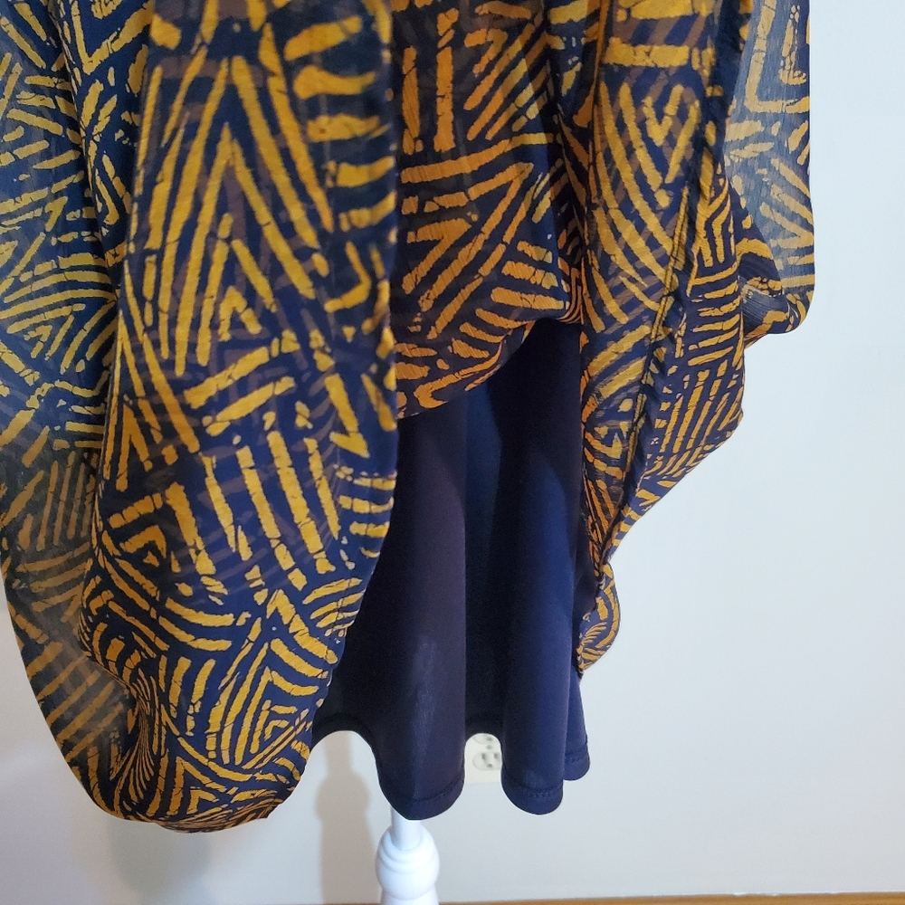Lulus Breezy Night Navy Blue Tribal Print Strappy racerback Swing Mini Dress. M. - Picture 6 of 11